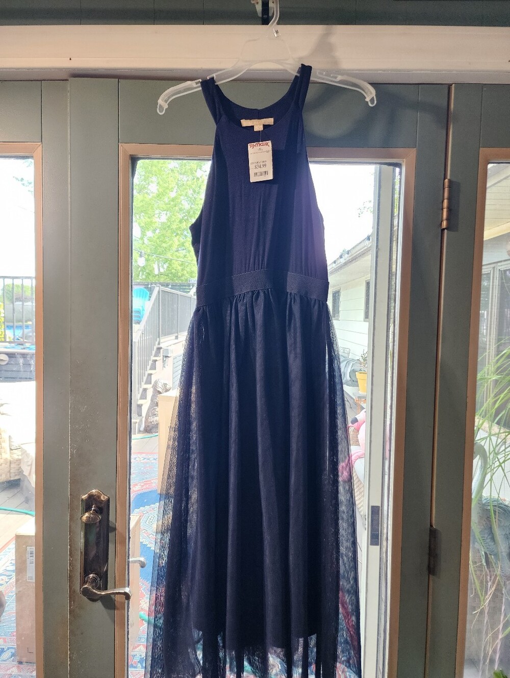 Women's Navy Tulle Overlay Dress - Nwt